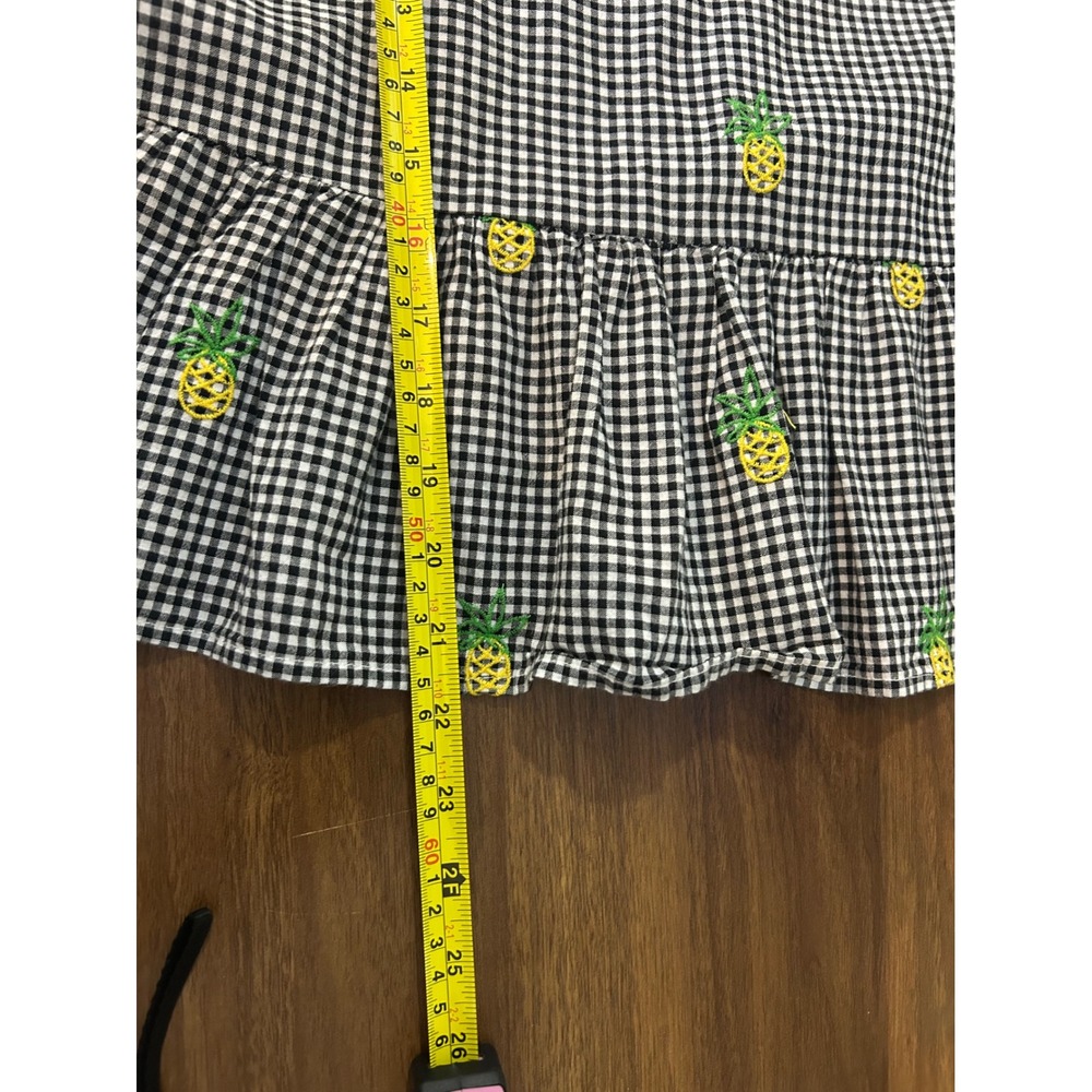 Sweet & Sunny Pineapple Gingham Peplum Top Womens Size Small - Picture 9 of 9